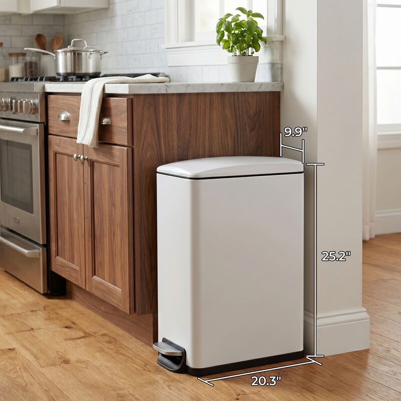 Innovaze 11.9 Gal./ 45 Liter  Slim Stainless-Steel-Made Matt White Step-on kitchen Trash Can image number 4