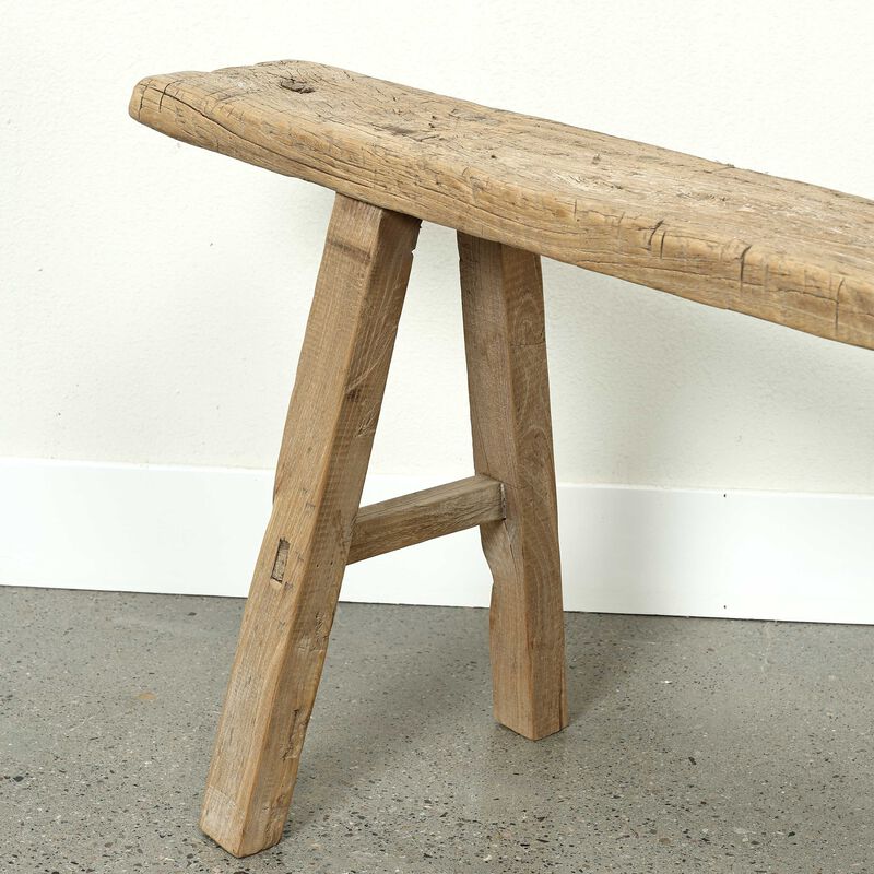 Vintage Solid Wood Entryway Bench in Natural Wood image number 6