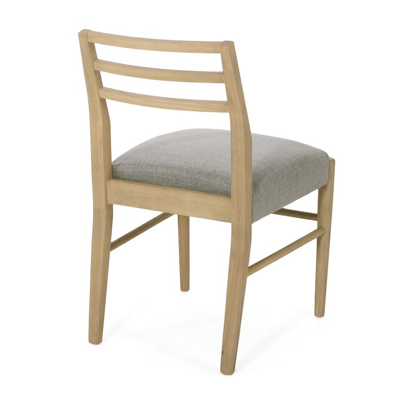 Piny Dining Side Chair Set of 2, Gray Padded Seat, Wood Ladderback image number 3