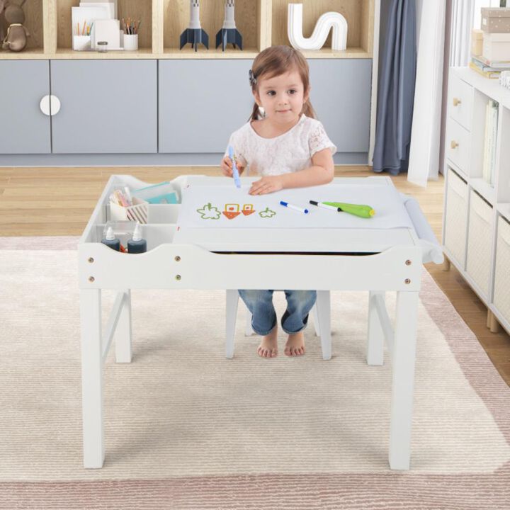 Hivvago Wooden Kids Multi Activity Play Table with Storage Paper Roll