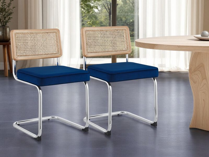 Set of Two Upholstered Velvet Dining Side Chairs