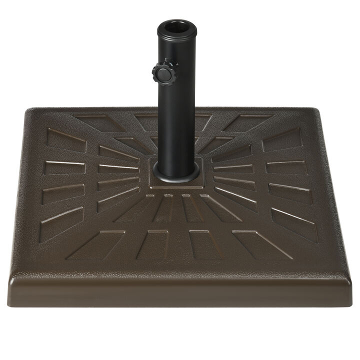 Outsunny 42lbs Resin Patio Umbrella Base, 20" Square Outdoor Umbrella Stand Holder for Parasol Poles 1.26", 1.5", and 1.9" Dia, Brown