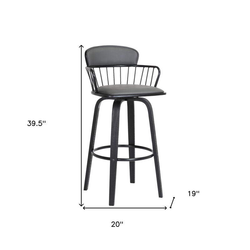 HomeRoots 30" Faux Leather Bar Stool with Square Seat and Wood Base image number 6