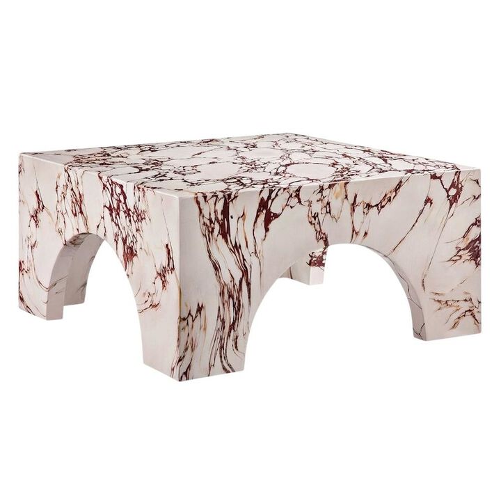 Outdoor Patio Arched Coffee Table In Concrete Finish With Durable Construction