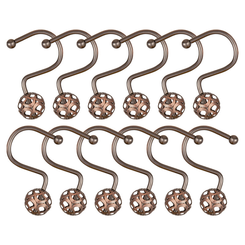 12-Piece Resistant Metal Shower Curtain Hooks with Hollow Ball Design image number 3