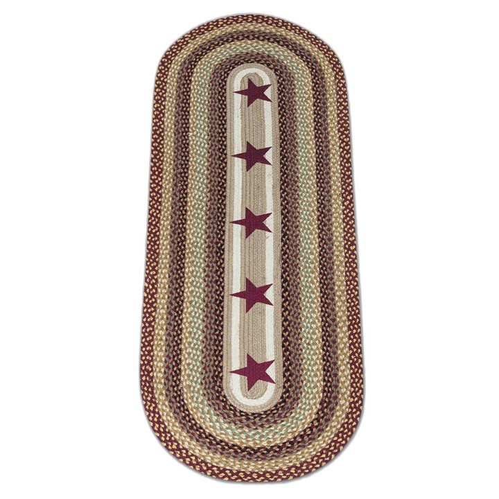 Earth Rugs Op-357 Burgundy Stars Oval Patch 2 Feet X 6 Feet