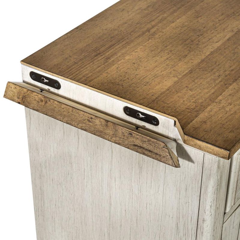 Liberty Furniture Farmhouse Reimagined Entertainment TV Stand in Antique White w/ Chestnut Top image number 6