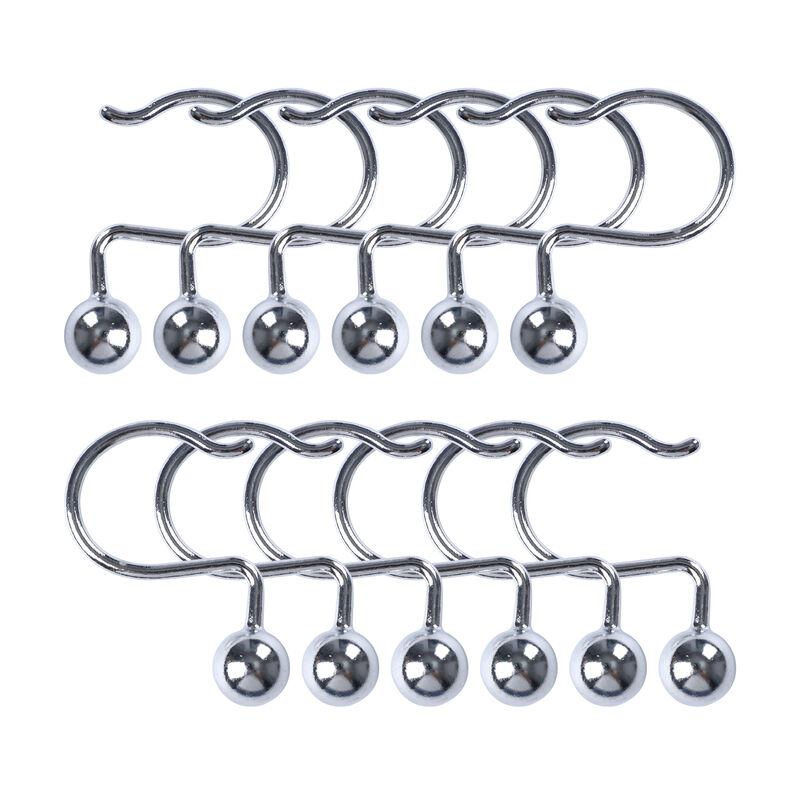 Metal Shower Curtain Hooks, Set of 12 image number 3