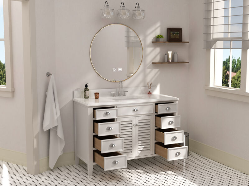 50 Inch Contemporary Style White Kalani Bathroom Vanity image number 7