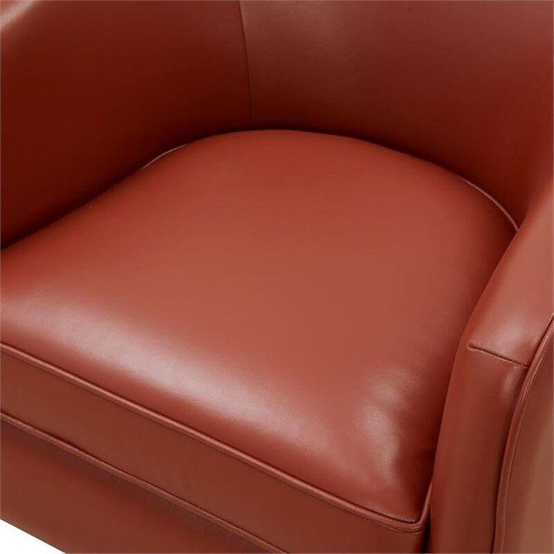Comfort Pointe Taos Caramel Top Grain Leather Wood Base Swivel Chair