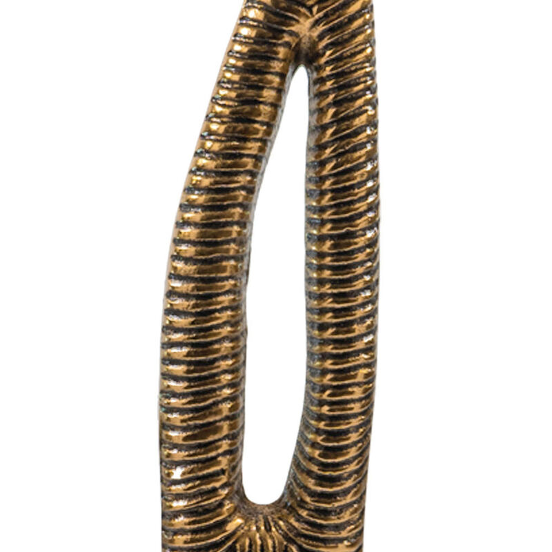 HomeRoots 21" Antiqued Gold And White Aluminum And Marble Tabletop Sculpture image number 3