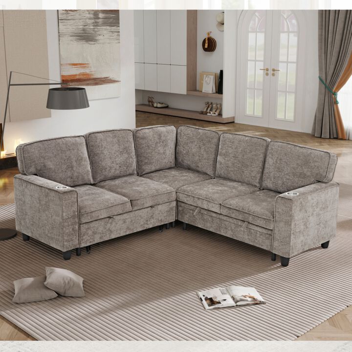 Timlod L-Shaped Pull-Out Sectional Sleeper Sofa