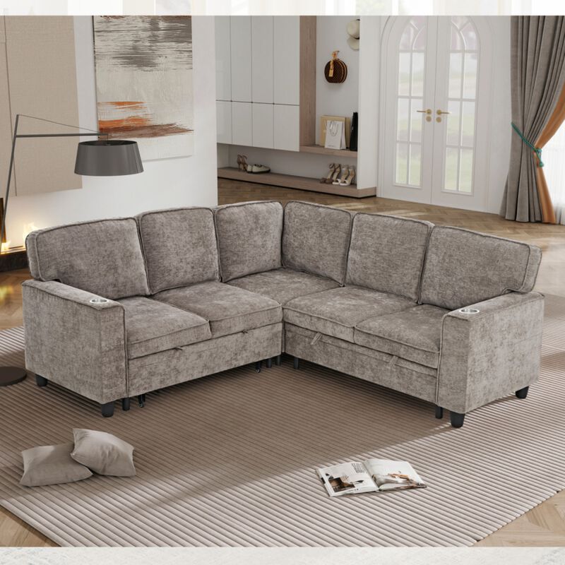 Timlod L-Shaped Pull-Out Sectional Sleeper Sofa image number 1
