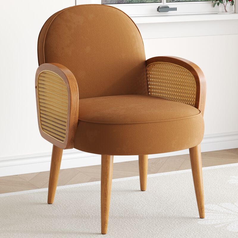 Merax Mid-century Accent Chair with Rattan Armrests