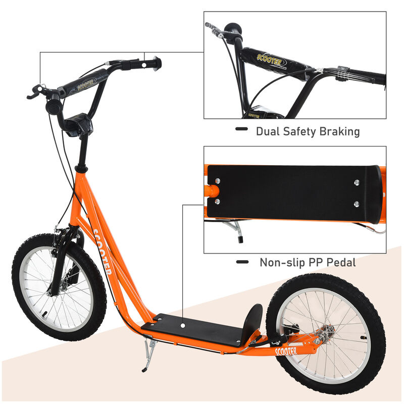 BreeBe Youth Scooter Kick Scooter, Max Load 220 LBS., with Adjustable Handlebar, 16" Inflatable Wheels, Dual Brakes image number 5