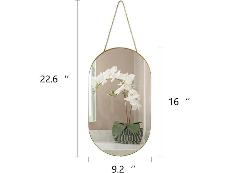 Gold Oval Wall Mirror 23x9 Inch Decorative Mirror for Bathroom Bedroom Home image number 2