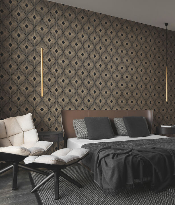 Harlowe Black & Gold Wallpaper