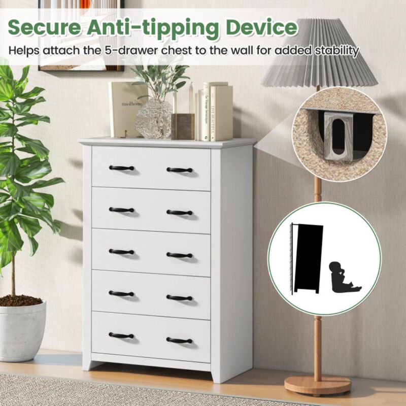 Hivvago Tall Storage Dresser with 5 Pull-out Drawers for Bedroom Living Room