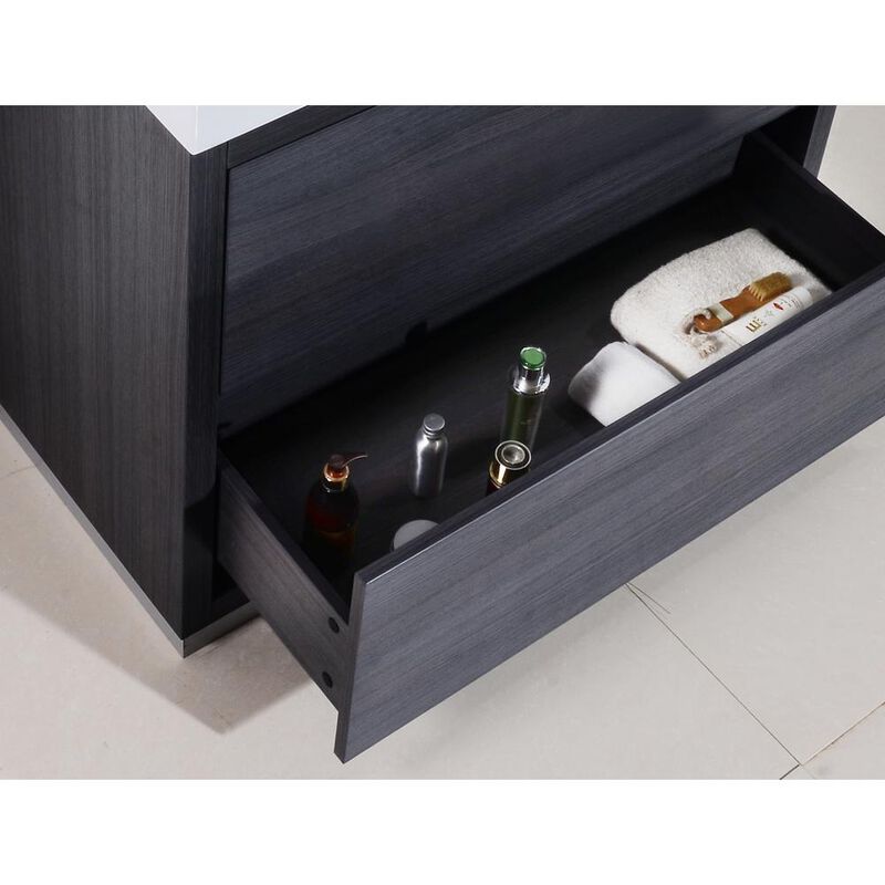 Kubebath Bliss 40 Gray Oak Free Standing Modern Bathroom Vanity
