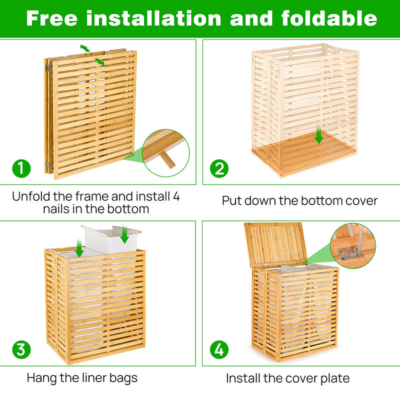 Wicker Laundry Hamper with Lid and Removable Liner, Foldable Clothes Sorter