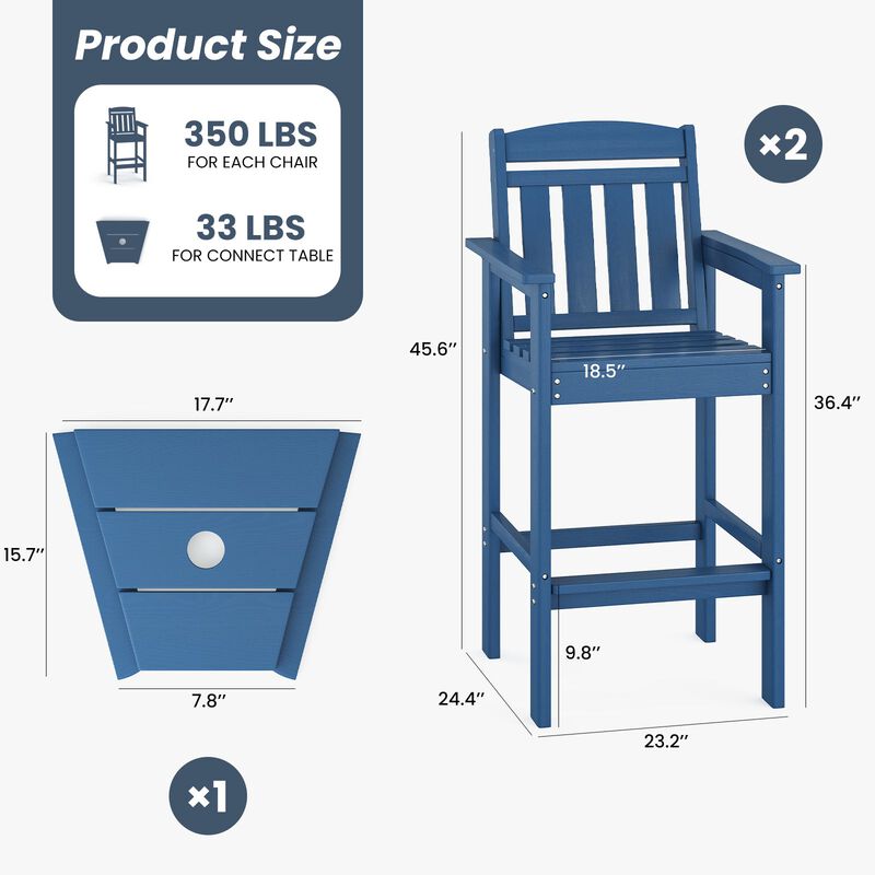 Hivvago Patio Bar Height Adirondack Chairs Set of 2 image number 2