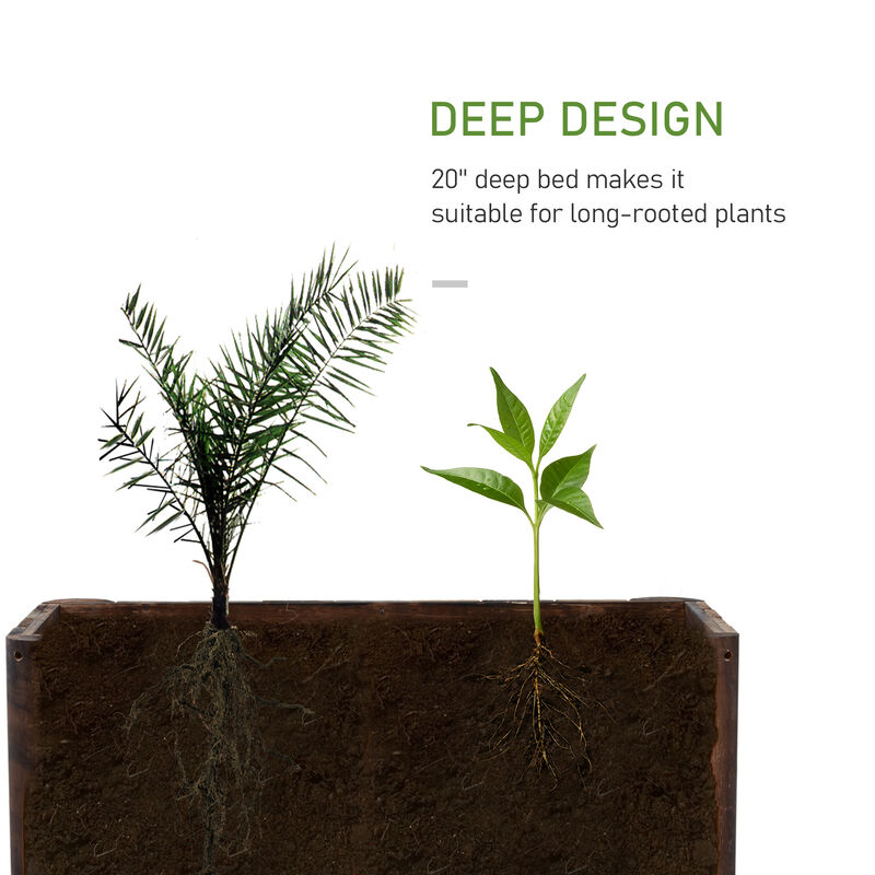 Hivvago 48 x 20 x 18" Raised Wooden Garden Bed with Drainage Gaps image number 3