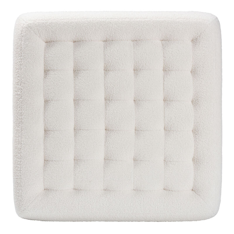Baxton Studio Athena Modern and Ivory Boucle Upholstered and Black Finished Square Ottoman