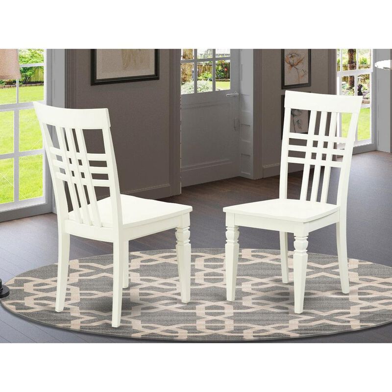 East West Furniture Logan  Dining  Chair  with  Wood  Seat  -  Linen  White  Finish.,  Set  of  2