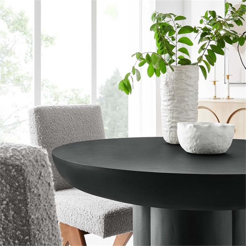 Modway EEI-6762-BLK Caspian 40" Round Concrete Dining Table, Black image number 7
