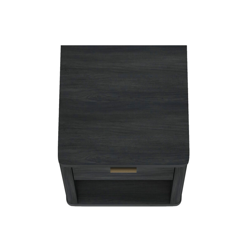 Evelyn Narrow 1-Drawer Nightstands in Dark Gray (Set of 2)