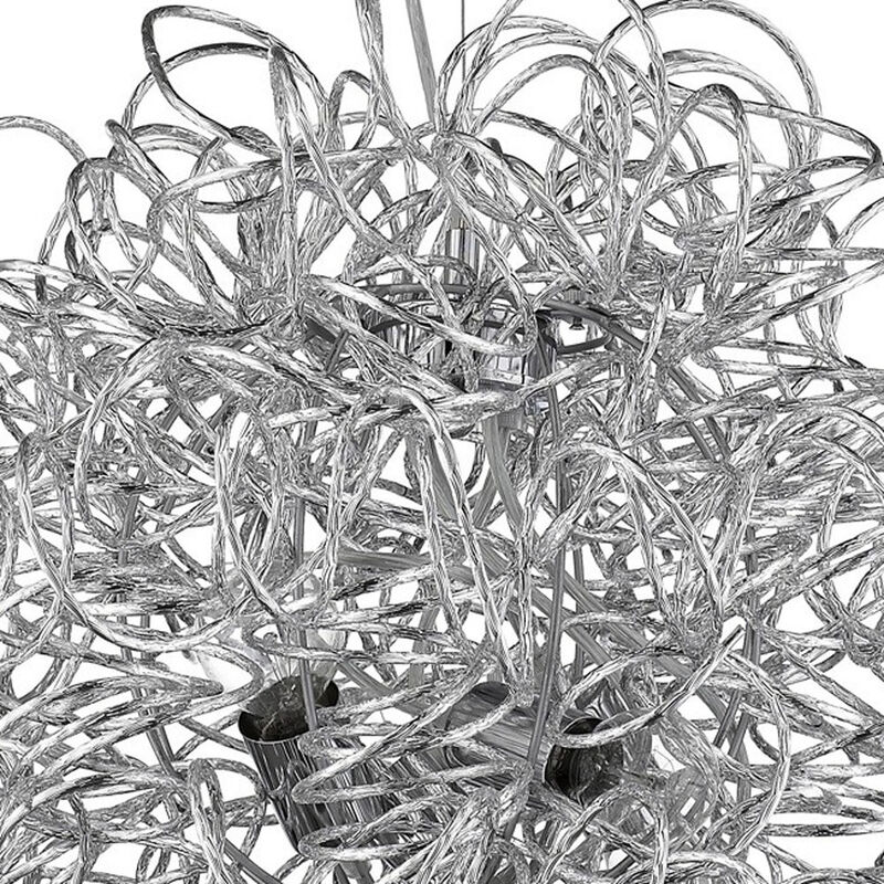 Hivvago Mingle 4-Light Polished Chrome Pendant With Faceted Chrome Aluminum Wire Shade