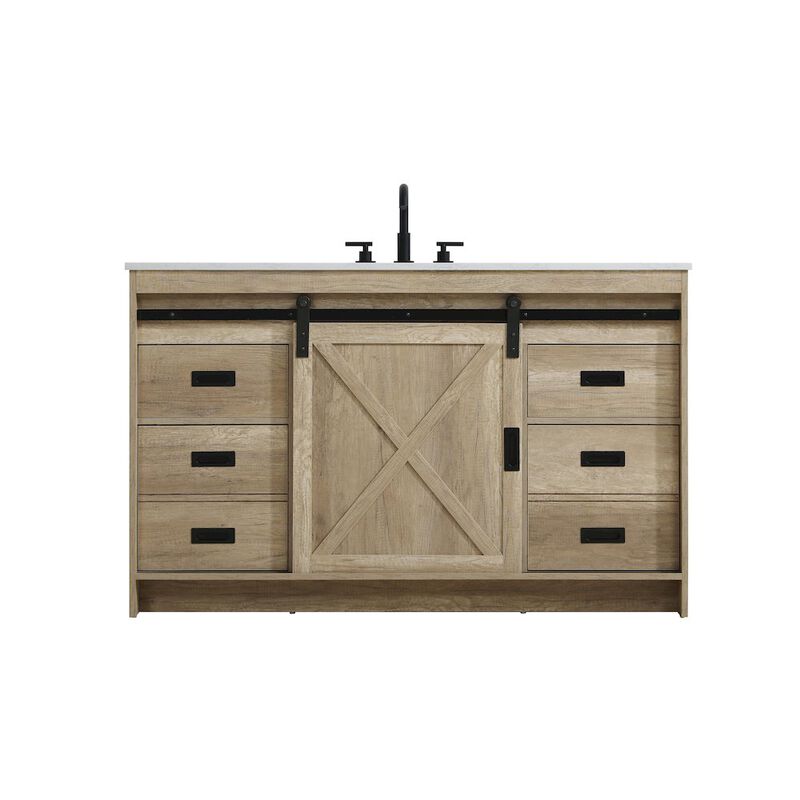 Elegant Kitchen and Bath Austin 54 Inch Single Bathroom Vanity In Natural Oak