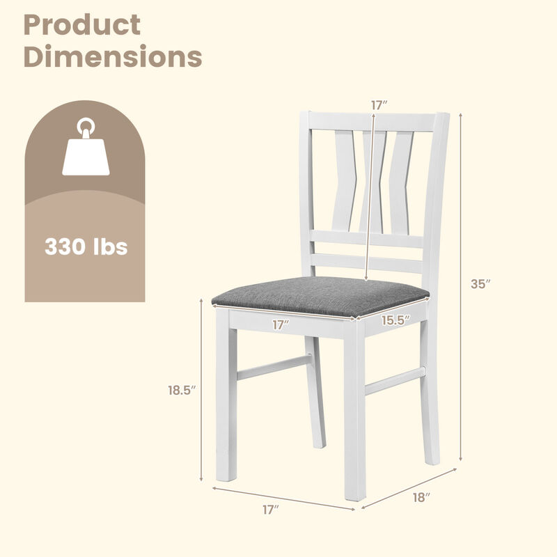 Set of 4 Fabric Upholstered Dining Chairs with Wood Frame for Kitchen and Dining Area-White image number 2