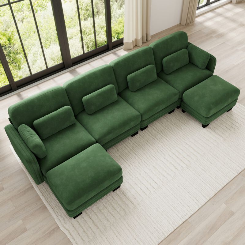 Dresok Chenille U-Shaped Modular Sectional Sofa image number 2