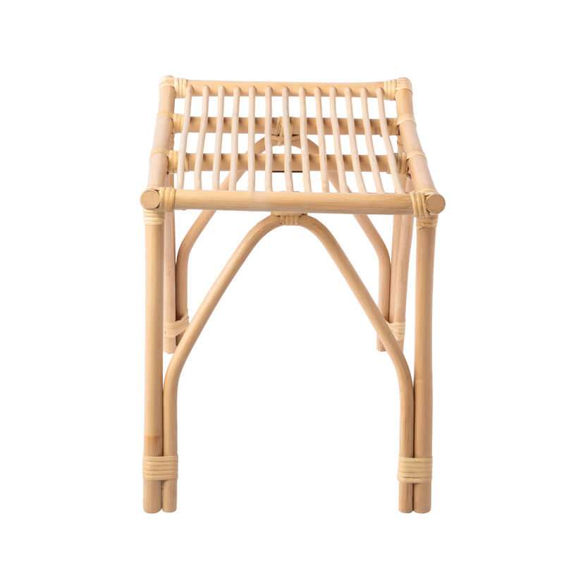 Gabriel Modern Bohemian Handcrafted Rattan/Teak Wood Curved Seat Accent Stool image number 9