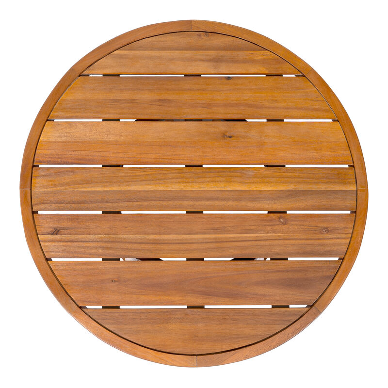 Solanya Modern Coastal Acacia Wood Indoor/Outdoor Pedestal Base Round Coffee Table image number 8