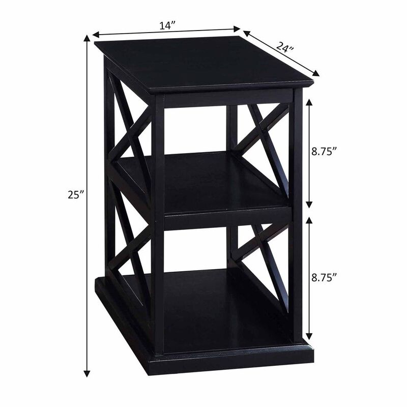 Convenience Concepts Coventry Chairside End Table with Shelves Black