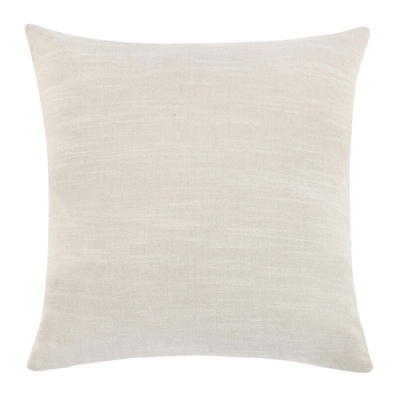 Square Accent Throw Pillow, 22 Inch Ivory Cotton, Brown Leather, Jute - Benzara