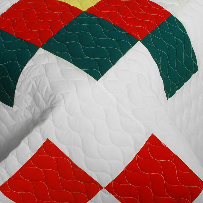 Queen Size 3PC Vermicelli Quilted Patchwork Quilt Set for Bedroom Decor-White image number 4