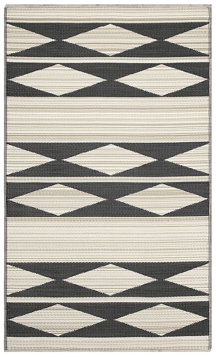 Fab Habitat Outdoor Rug - Waterproof, Fade Resistant, Crease-Free - Premium Recycled Plastic - Neutral Geometric Tribal - Patio,