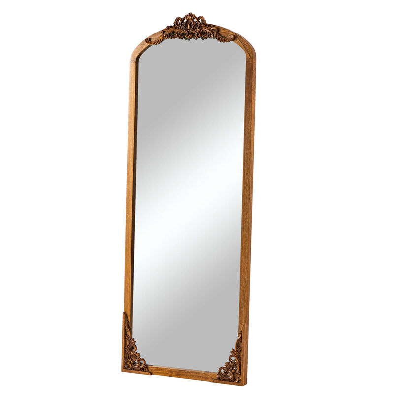 HomeRoots 64" Brown Solid Wood Framed Full Length Mirror image number 2