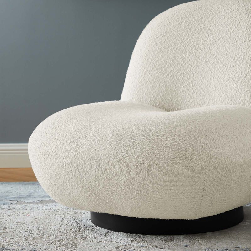 Kindred Boucle Upholstered Upholstered Fabric Swivel Chair White EEI-5486-BLK-IVO image number 7