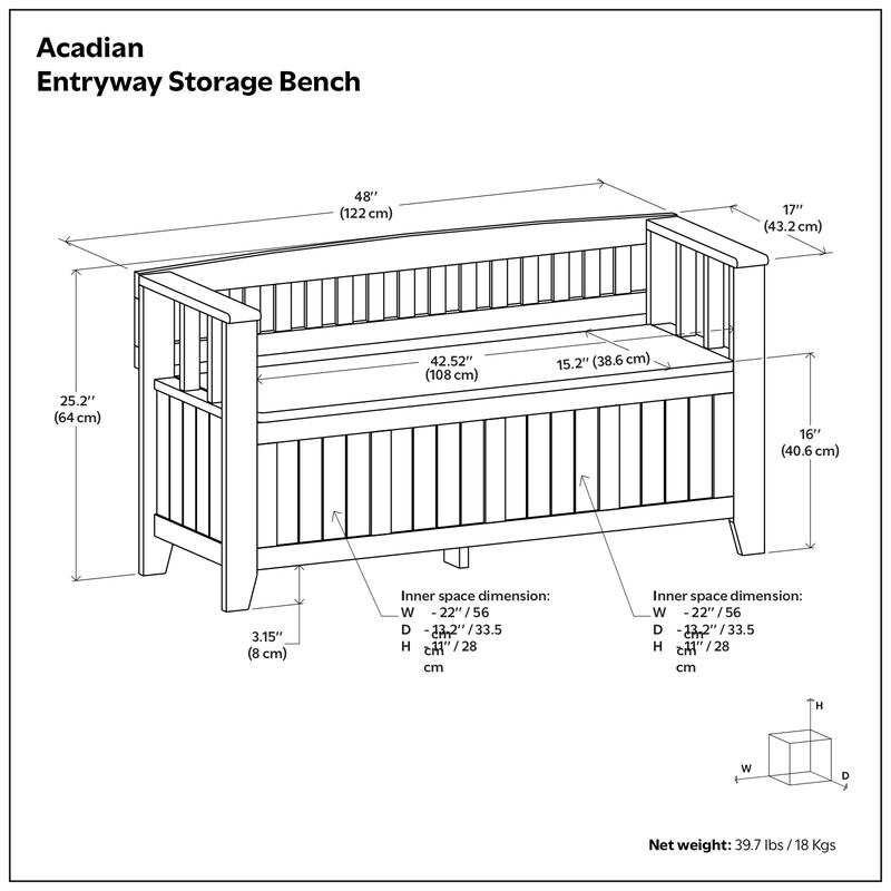 Simpli Home Acadian Entryway Storage Bench image number 6