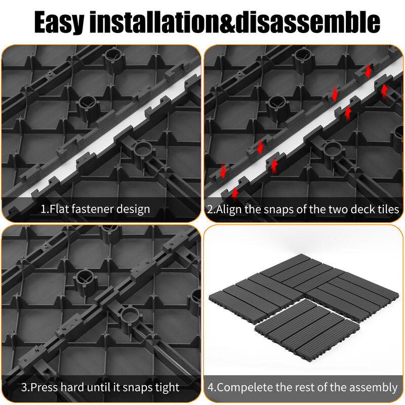 44 Pcs Interlocking Deck Tiles, Plastic Patio Flooring Outdoor Waterproof, All Weather Use for Balcony Porch Backyard Poolside image number 3