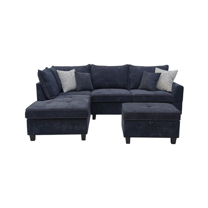 Kyna Sectional Sofa, 4 Pillows, Left Chaise, Storage Ottoman image number 2