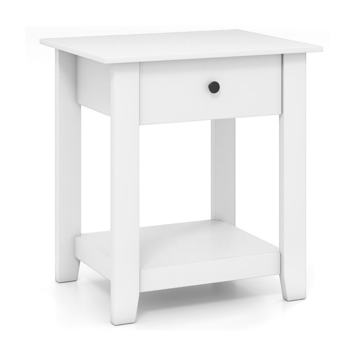 Single Modern Nightstand with Drawer and Open Shelf Storage Bedside Table