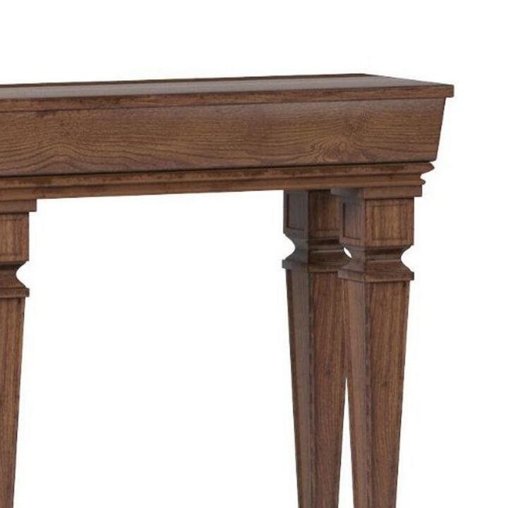 Wooden Console Table with One Bottom Shelf, Oak Brown-Benzara