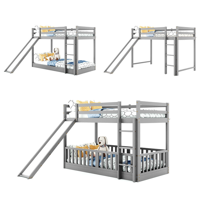 Merax Twin Over Twin Bunk Bed with Slide and Ladder