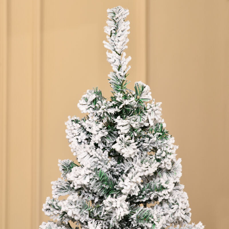 BreeBe 6ft Pre-Lit Snow-Flocked Slim Douglas Fir Christmas Tree image number 7