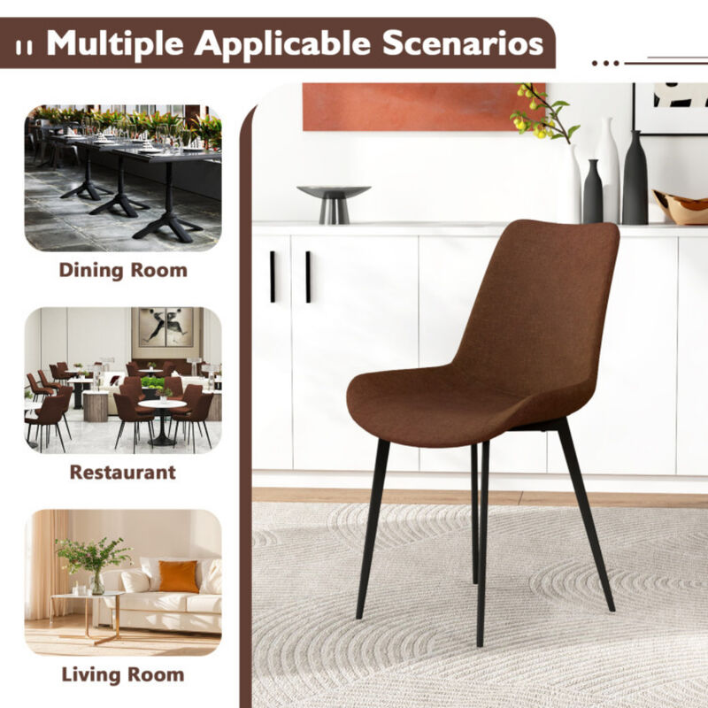 Dining Chair Set of 4 Upholstered with Sturdy Metal Legs and Padded Backrests Brown image number 4